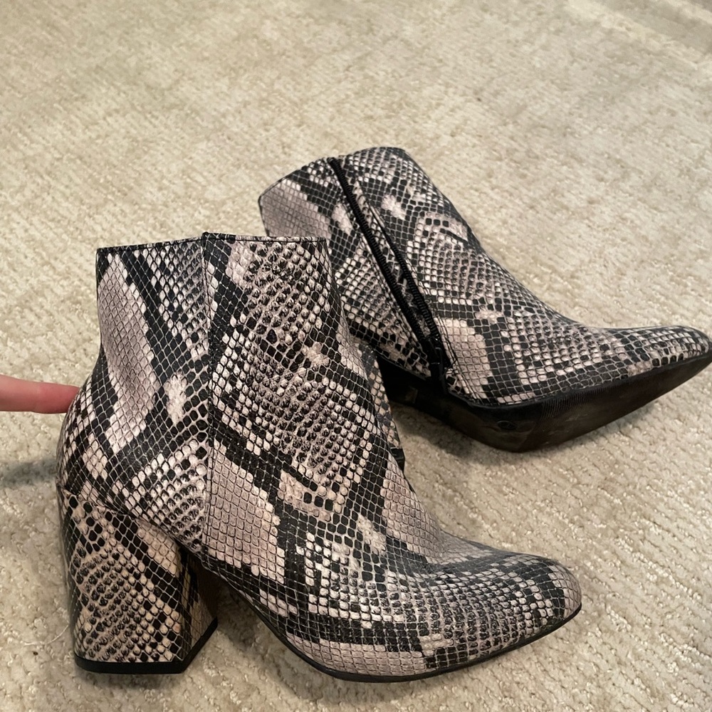 Snakeskin booties